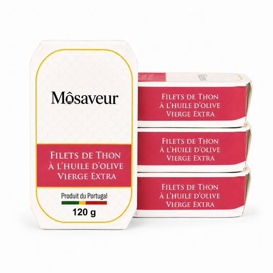 Lot de 4 boîtes de Filets de Thon à l’Huile d’Olive Vierge Extra 120 g