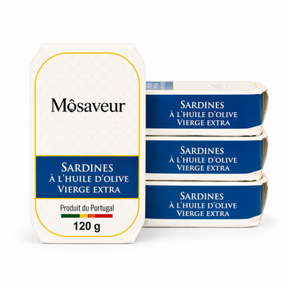 Lot de 4 boîtes de Sardines à l'Huile d'Olive Vierge Extra 120 g